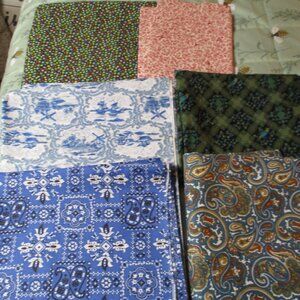 Lot of Vintage Fabric Birds Flowers Boats Paisley Windmills Peacocks